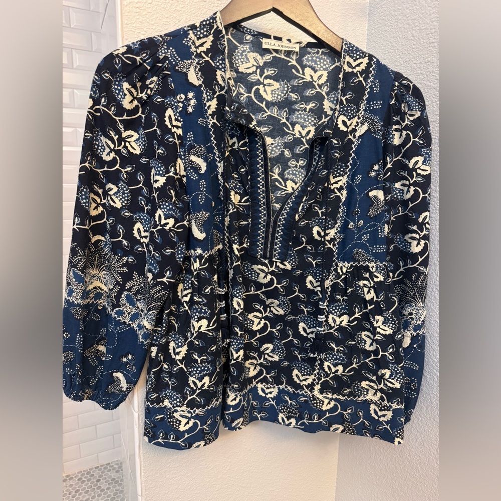 Ulla Johnson Blue and White Top